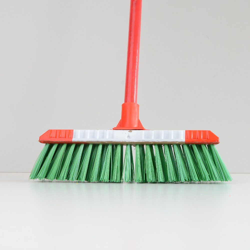 12" Sweeping Broom Painted Base Stiff with Handle