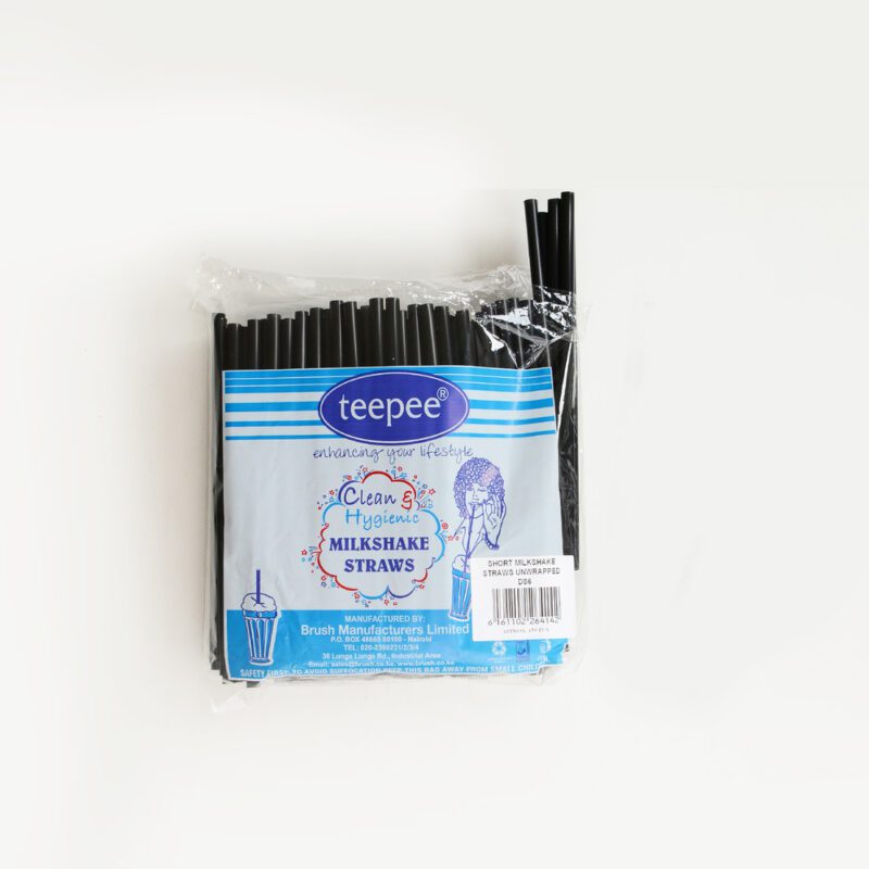 Short Black Milkshake Straws Unwrapped